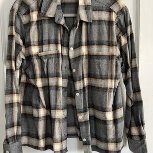 Old Navy Black and Tan Plaid Casual Shirt